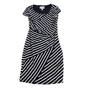 Joseph Ribkoff Striped Dress Stretch Knit Short Sleeve Minimalistic Bodycon 252